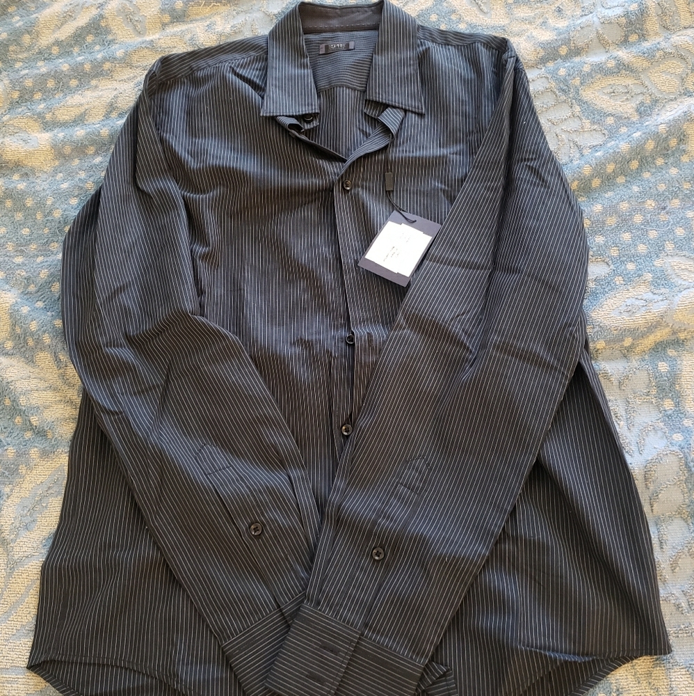 Esprit black/white striped men's dress shirt new